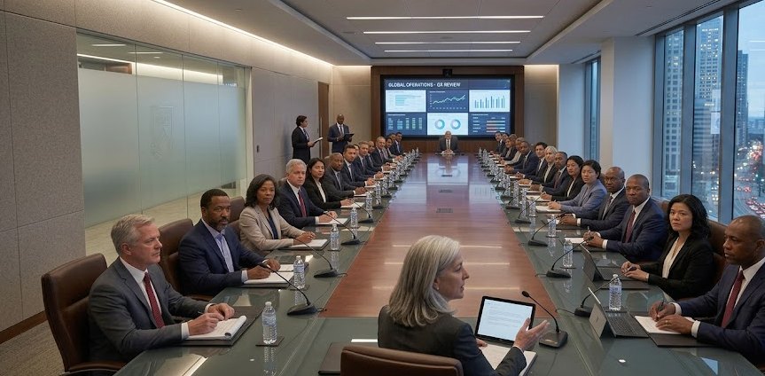Executive board meeting with Argus HD A/V and presentation display